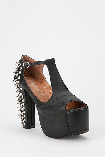 Jeffrey Campbell Foxy T-strap Spike Platform Heel - Black - 10